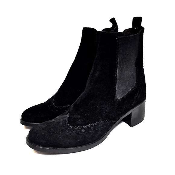 🌹Sesto Meucci Black Suede Wingtip Boots🌹 - Picture 4 of 8